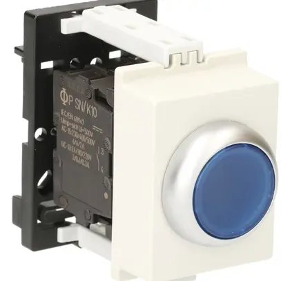 Pulsante luminoso AMD K&N, 24VAC/DC, 1Ch/1R 6A, 2UM, calotta blu 