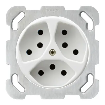 Inserto per presa INC basico 3×tipo 13 con placca di fissaggio bianco 