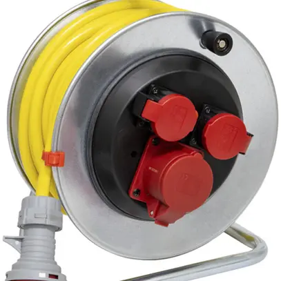 Avvolgicavo BAT 290 Ø290mm 25m 5×2.5mm² 1×CEE16 2×T25 acciaio grigio IP44 
