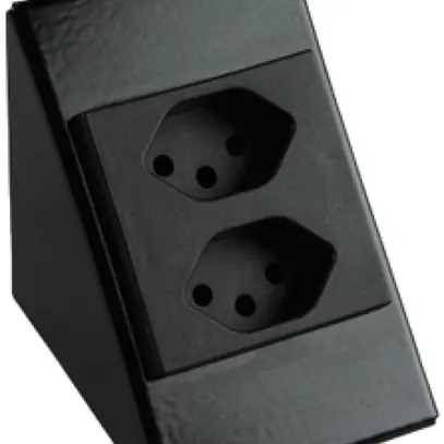 Prise AP 2×type 13 KODEX 10A 250V avec câble 1.3m métal noir 