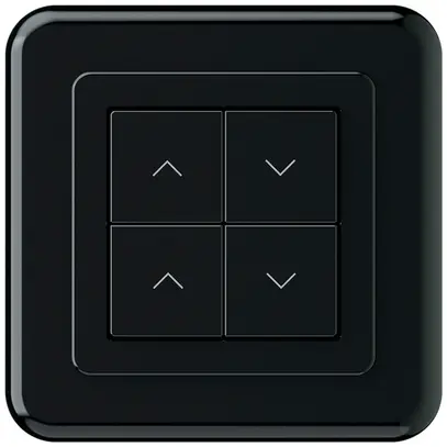 Poussoir pour stores KNX ENC Hager BA basico C quadruple 86×86mm noir 
