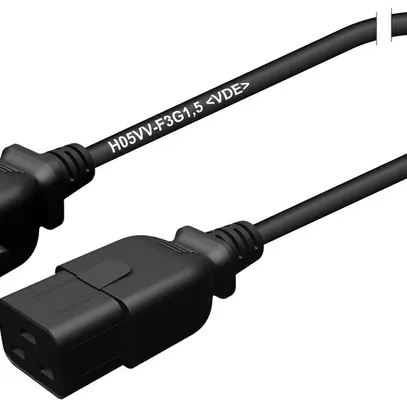 Cavo d'apparecchio spina C20 presa C19 bloccato 3×1.5mm² 250VAC/16A nero 3m 
