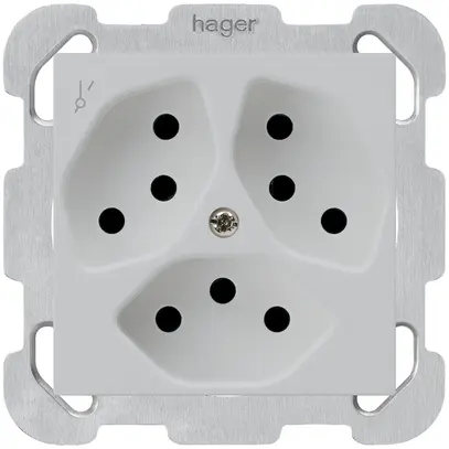 Prise ENC kallysto 3×T13/1 gris clair sécurité enfants plaque de fixation 