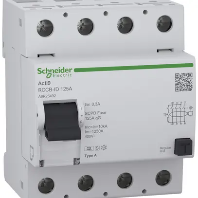 Interrupteur différentiel SE Acti9 RCCB-ID 4P 400V 0.3A A 125A 4UM sélectif 