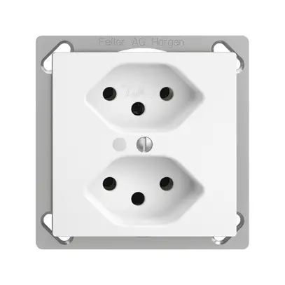 Prise INC EDIZIOdue 2×T13 blanc, avec LED vert 
