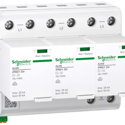 Déflecteur combiné Acti9 iPRD 25r type 1+2 3P 25kA 240V TN-C 6UM 