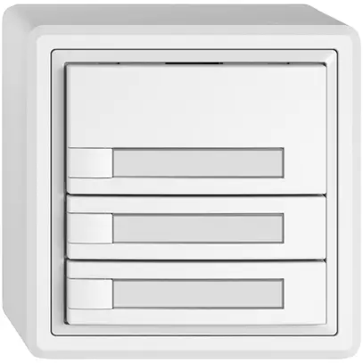 Poussoir universel AP EDIZIO.liv UNI SNAPFIX® 5…48V s.LED 3× comm.1T étiqu.bc 