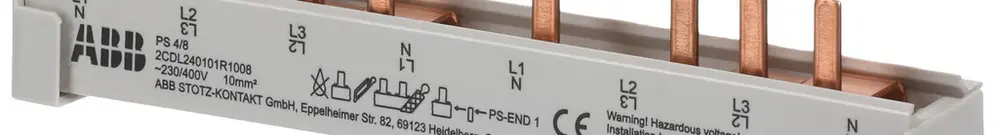 Kammschiene ABB pro M compact PS4/8 4P/3LN 10mm² 80A 138mm grau 