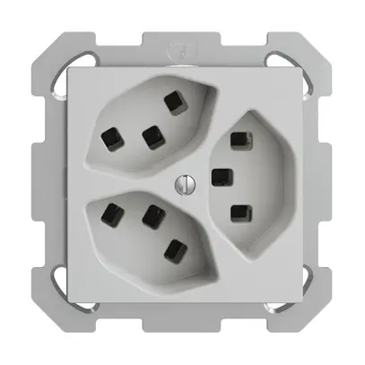 Presa INC 3×T23 16A EDIZIOdue grigio chiaro, con morsetti innest. 