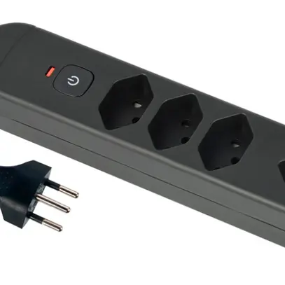 Presa multipla Re:Life 10A con interruttore ACC/CHIUS 4×T13 1.8m nero 