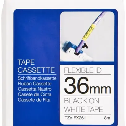 Cassette ruban Brother TZe-FX261 36mm×8m, blanc 