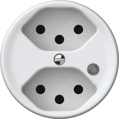 Presa origin 2×tipo 13 lum.verde 10A 230V 60×60mm bianco 