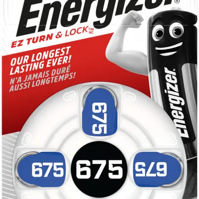 Knopfzelle Zink/Luft Energizer V675, Blister à 4 Stück 