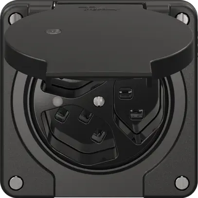 Prise NEVO N.CO, 3×T23, IP21, a.LED, noir 