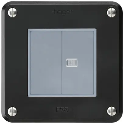 Contatto pulsante INC robusto IP55 2×1P nero 1×illuminato 