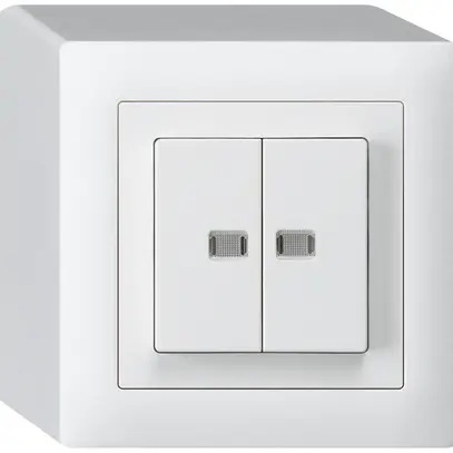 Interrupteur poussoir lumineux AP kallysto 1/3+3/1 avec 2 lentilles blanc 