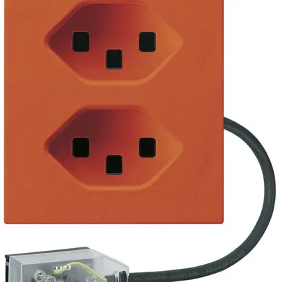 Prise INC 2×type 23 Hager FLF pour câble plat Technofil L1 orange 