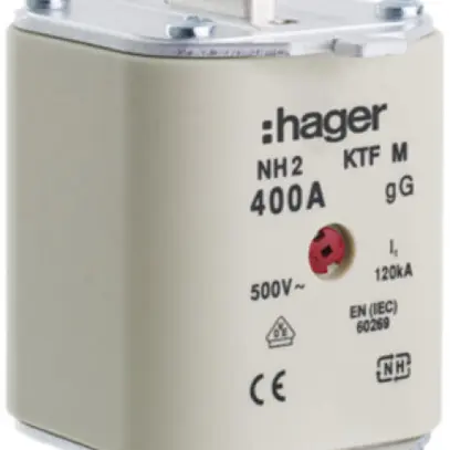 Fusible HPC Hager DIN2c 500VAC 63A gG/gL avertisseur double antirouille 