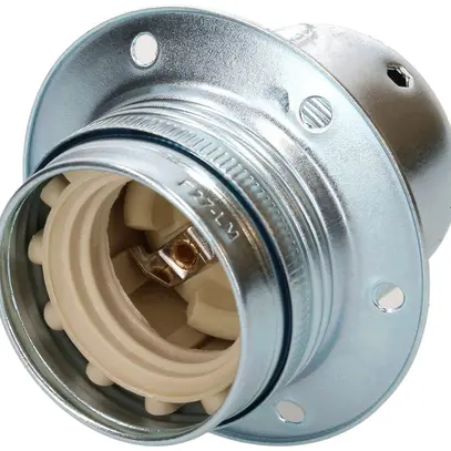 Portalampada E27 acciaio M10×1 cromo con bordo 