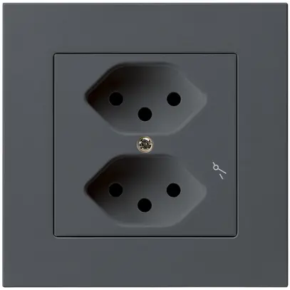 Presa INC kallysto.pro 2×T13/1 antracite con protezione bambini 