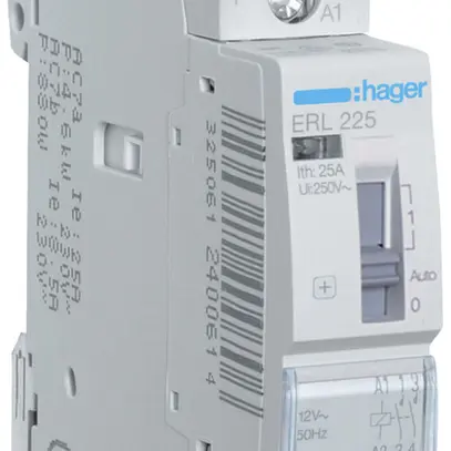 Contattore AMD Hager ERL 12VAC 2 chiusura 25A 1UM 
