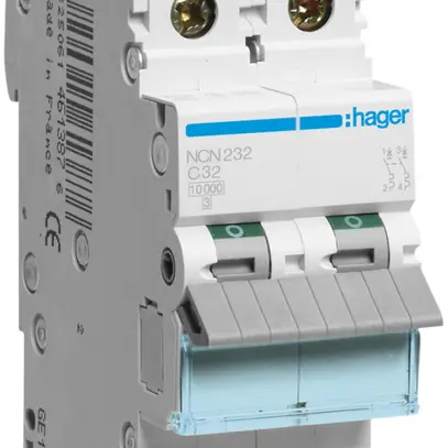 Leitungsschutzschalter Hager MCB 2P 415V Typ C 32A Icn 10kA Icu 15kA 2TE 