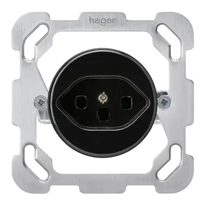 Inserto per presa tipo 23 INC basico BM con placca di fissaggio nero 