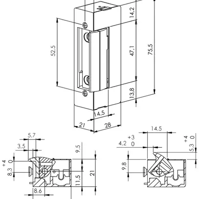 Ouvre-porte BSW B7000--K, 10…24V AC/DC, hors-tension fermé, clenche standard 