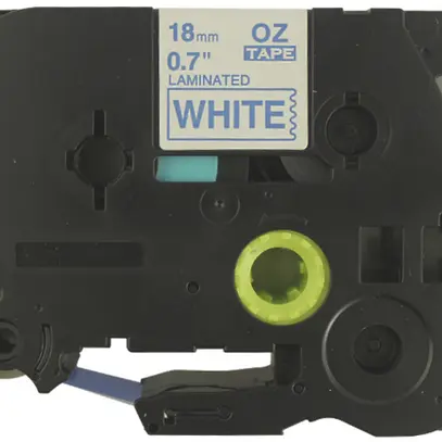 Cassetta nastro compatibile con OZE-243, 18mm×8m, bianco/blu 