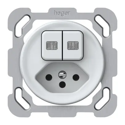 Combinazione INC origin 2×tasti 2×lum.2CO+T13 1P 0<1 10A 230V 77×77mm bianco 