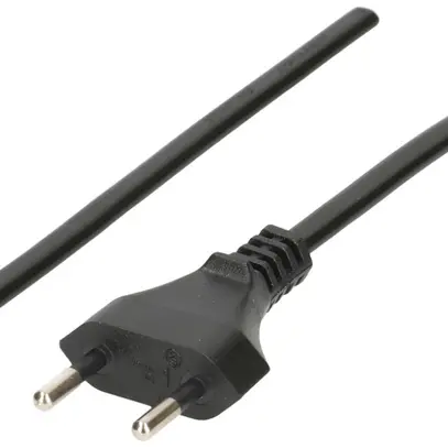 Cavo d'apparecchio piattoTdf 2×1mm² 2m nero spina T11 