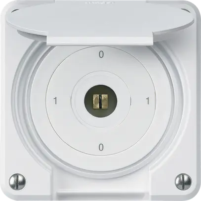 Interrupteur à clé carrée ENC robusto IP55 avec clapet S0/2P blanc combi 