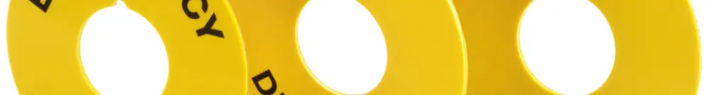 Placchetta indicatrice EAO 04, Ø45mm, con impressione NOT AUS, giallo 
