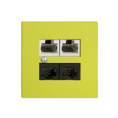Scatola 4×RJ45 2×u/2×s EDIZIOdue lemon R&M swissline NT 2ab 