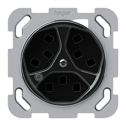 Presa INC origin 3×tipo 23 lum.verde 16A 230V 77×77mm nero 