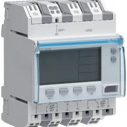 Timer Hager digitale annuale 2 canali 2 invertitori 16A 2 UM 