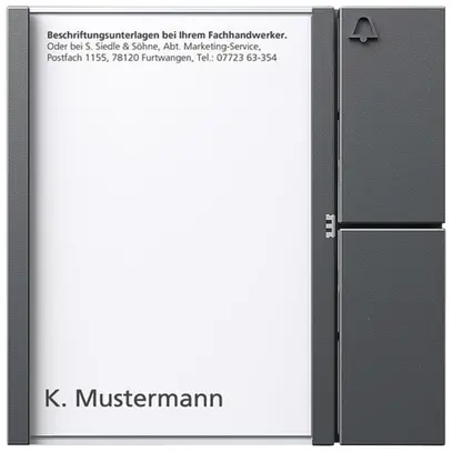 Tasten-Modul Bus Siedle, mit Namenschildtasche und 1 Ruftaste 99×99×27mm, grau 