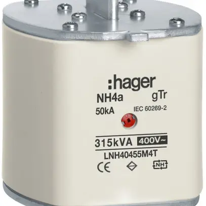 Fusibile HPC Hager DIN4c 400VAC 455A 315kVA gTr segnalatore centrale inox. 