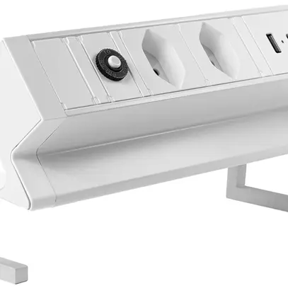 Presa multipla da tavolo ALU DESK 2×T13/1×USB-A/1×USB-C, Td3×1.5mm² 1.5m, bianco 