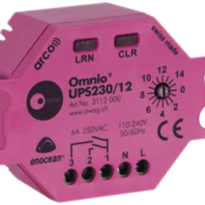 Attuatore-commutatore RF INS Omnio UPS230/12, 2-canali 2Ch 6A/240VAC, EnOcean 
