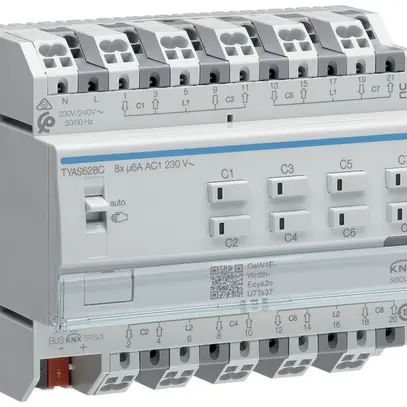Actionneur de jalousie KNX AMD Hager TYAS628C, 8-fois, 6A/230VAC 