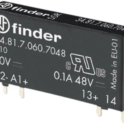 Relè a semiconduttore Finder Serie 34, ingresso 24VDC/7mA, uscita 48VAC/0.1A 