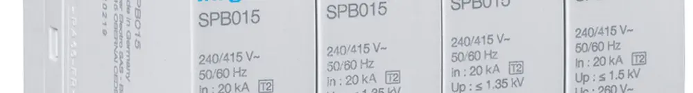 Überspannungsableiter T2 Hager SPD 4P 20kA TN-S TT Imax 40kA Up 1.5kV 4TE 