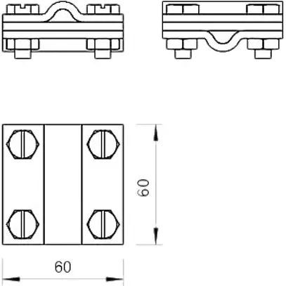 Raccord en croix Bettermann Ø 8…10mm V4A avec plaque intermédiaire 60×60mm 
