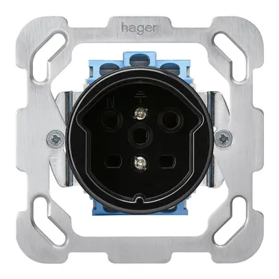 Inserto per presa INC basico T15 con placca di fissaggio nero 