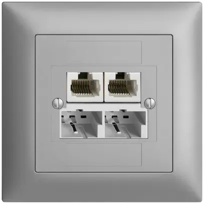 Scatola INC SOHO 2×TT/2×RJ45/u sep.ITplus EDIZIOdue silver 