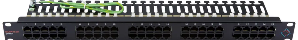 Pannello patch 19" voice 1UA cat3 50×RJ45 4p n.scherm., nero 