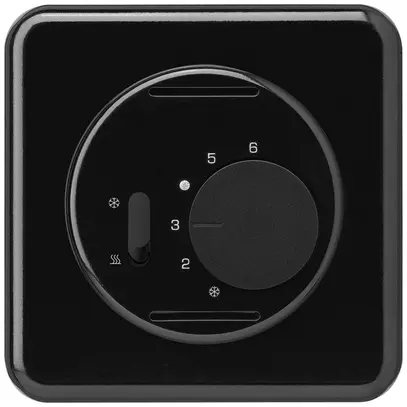 Thermostat ENC Hager basico, avec interrupteur chauffage/refroidissement, noir 