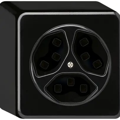 Presa AP Hager basico 3×tipo 23 Q nero 