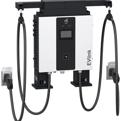 Stazione di carica EVlink Pro 2×CCS2 5m c.gestione cavi 4G ISO15118 IK10 IP55 